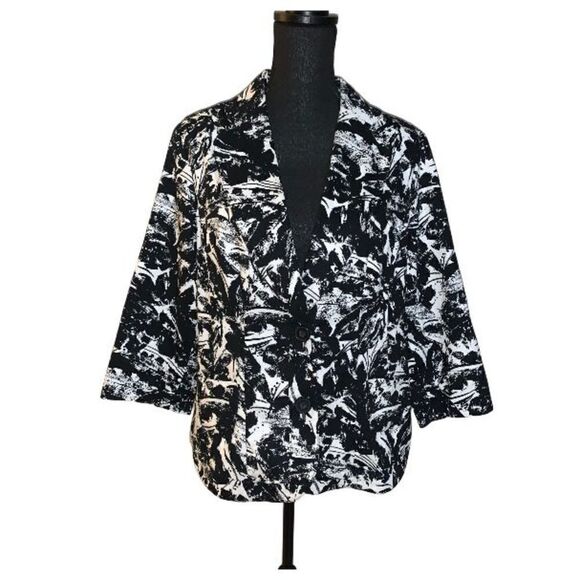 Coldwater Creek Printed 3/4 Sleeve Blazer - Picture 1 of 6